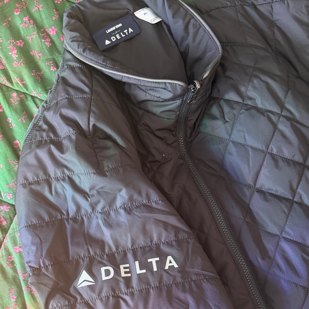 Lands' End Men's Quilted Black Puffer Jacket